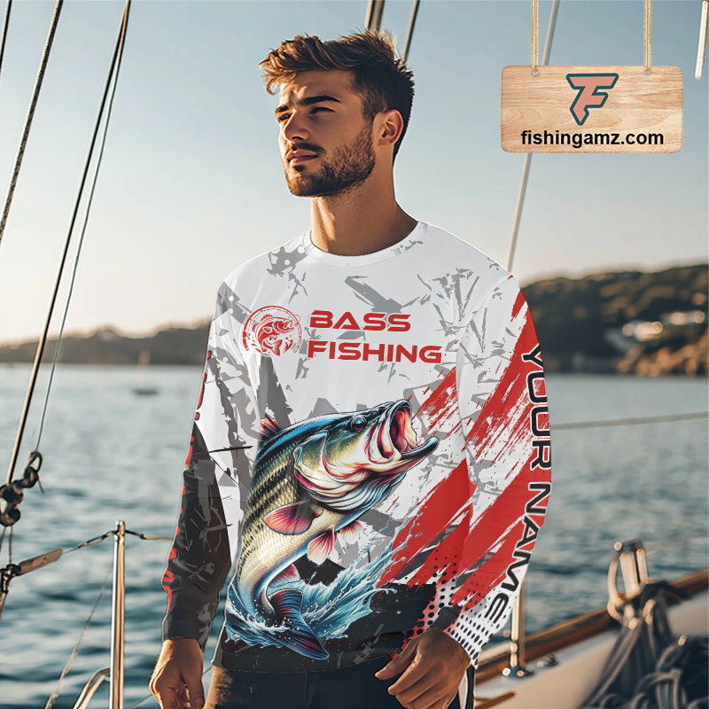 Personalized Bass Fishing Jerseys, Custom Long Sleeve Bass Fishing Tournament Fishing Shirt NBT793