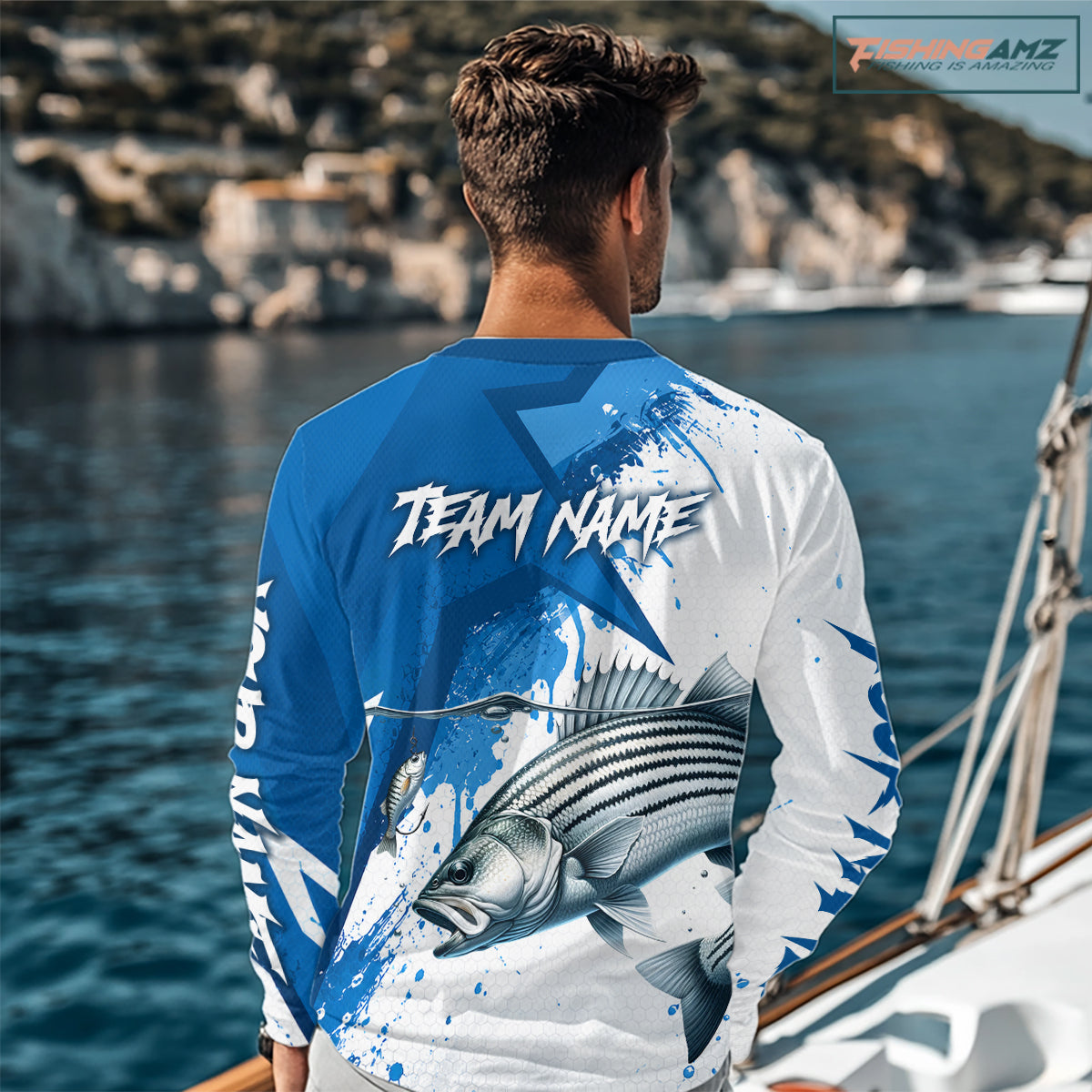 Personalized Striped Bass Long Sleeve Performance Fishing Shirts, Striper Team Fishing Jerseys NBT1045
