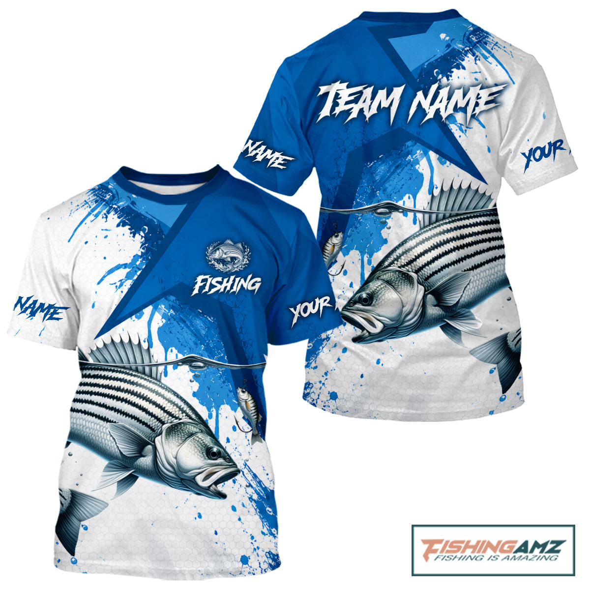 Personalized Striped Bass Fishing Performance T-Shirts, Striper Team Fishing Jerseys NBT1045