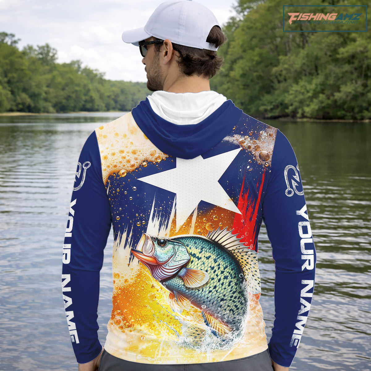 Custom Texas Flag Crappie Fishing Shirts, Funny Fishing Beer Shirts Long Sleeve Hooded For Team NBT617