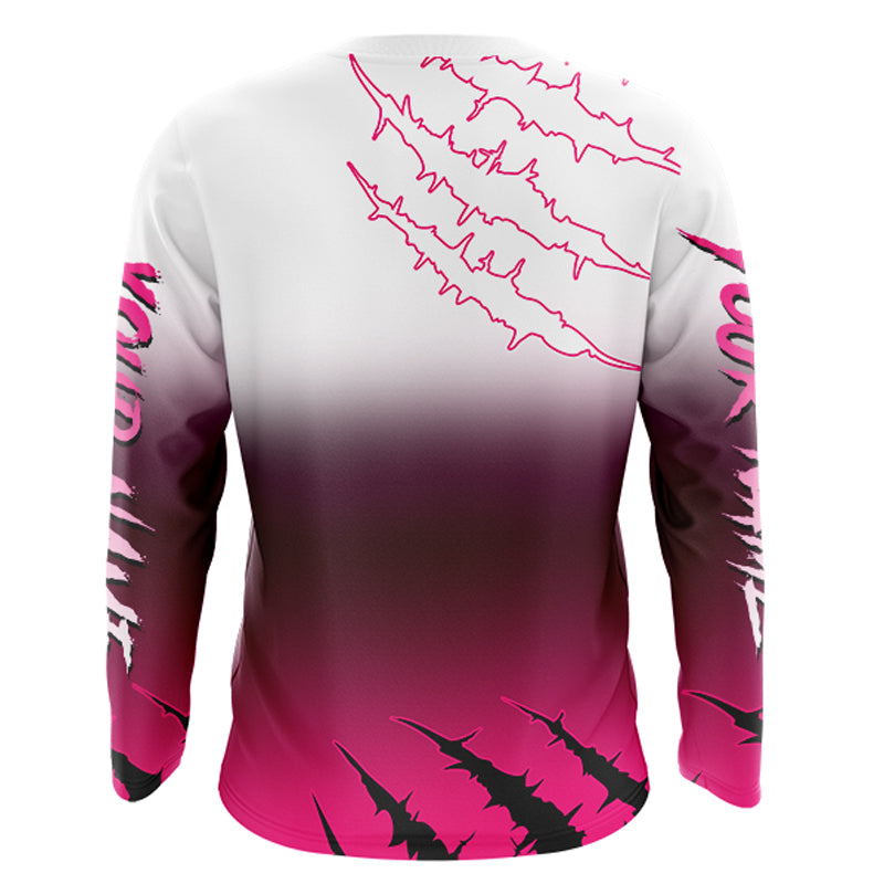 Largemouth Bass Long Sleeve Fishing Shirts Pink Angry Fish, Bass Fishing Shirts NBT387