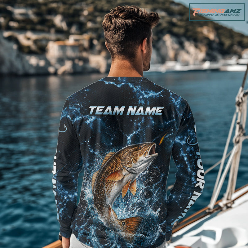 Custom Redfish Fishing Camo Long Sleeve Fishing Shirts, Personalized Redfish Fishing Team Jerseys NBT1032