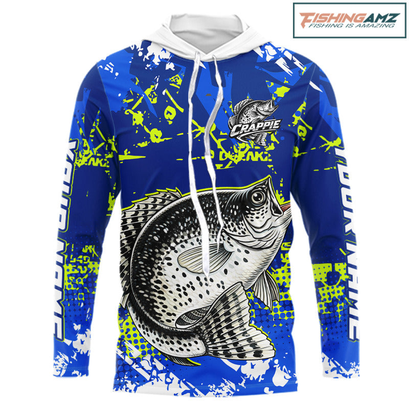 Custom Crappie Fishing Camo Fishing Shirts Long Sleeve, Crappie Tournament Fishing Shirts NBT440