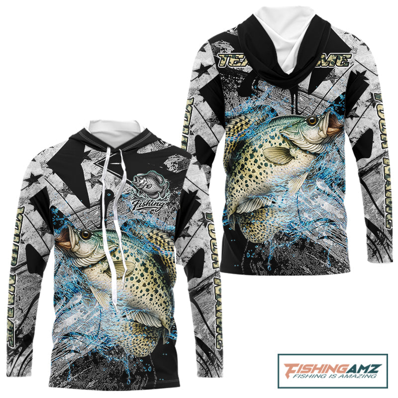 Custom American Flag Crappie Fishing Shirts Long Sleeve, Crappie Patriotic Fishing Shirt NBT471