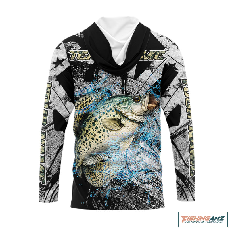 Custom American Flag Crappie Fishing Shirts Long Sleeve, Crappie Patriotic Fishing Shirt NBT471