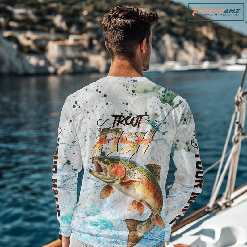 Rainbow Trout Custom UPF Fishing Shirts Long Sleeve, Trout Fishing Jerseys NBT417
