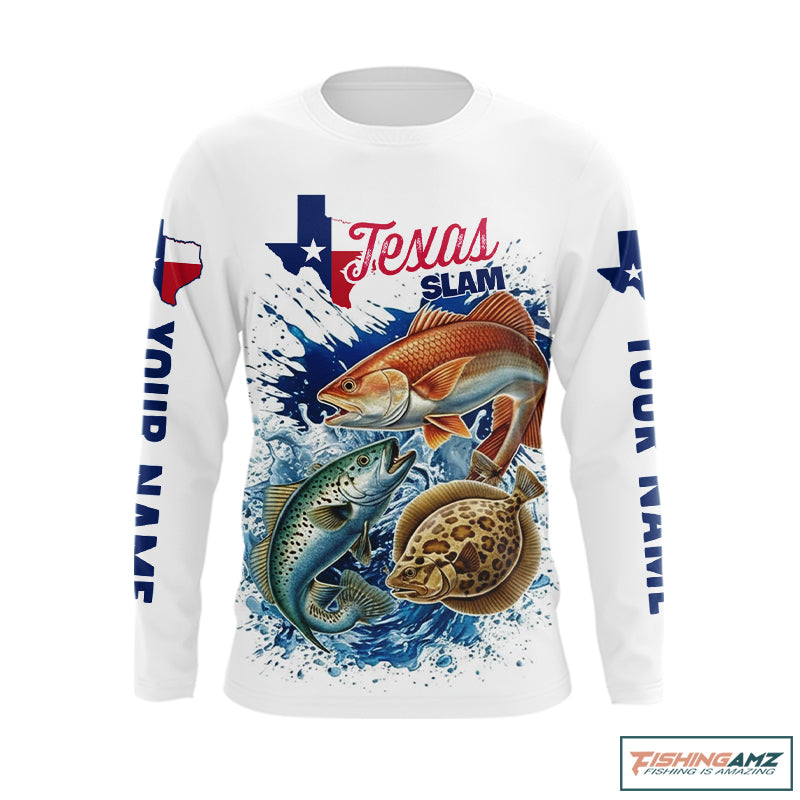 Texas Slam fishing long sleeve shirt for trout redfish flounder front view