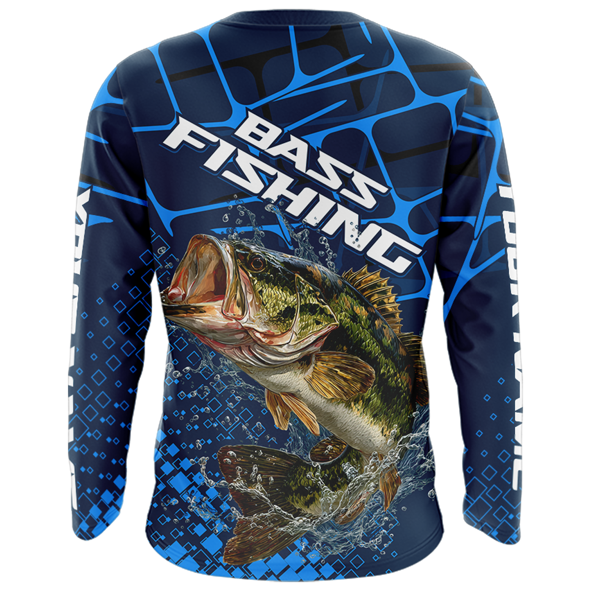 Largemouth Bass Fishing, Fishing Shirts Long Sleeve, Fishing Gift | Blue NHT385