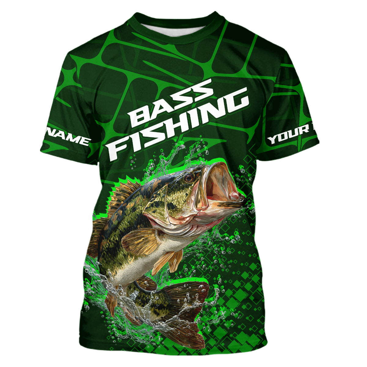 Largemouth Bass Fishing, Fishing T-Shirts Scale, Fishing Gift | Green NHT392