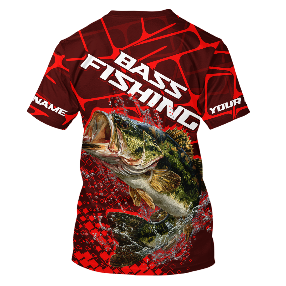 Largemouth Bass Fishing, Fishing Shirt Scale Custom Name Long Sleeves, Fishing Gift |Red NHT391