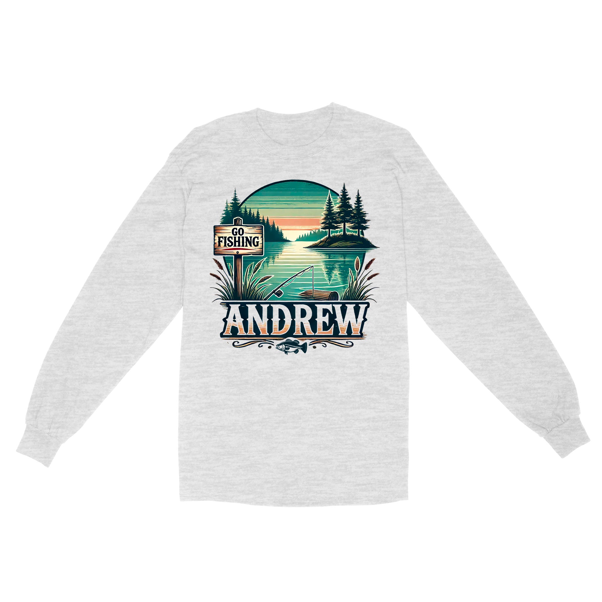 Personalized fishing shirt custom name Long Sleeve
