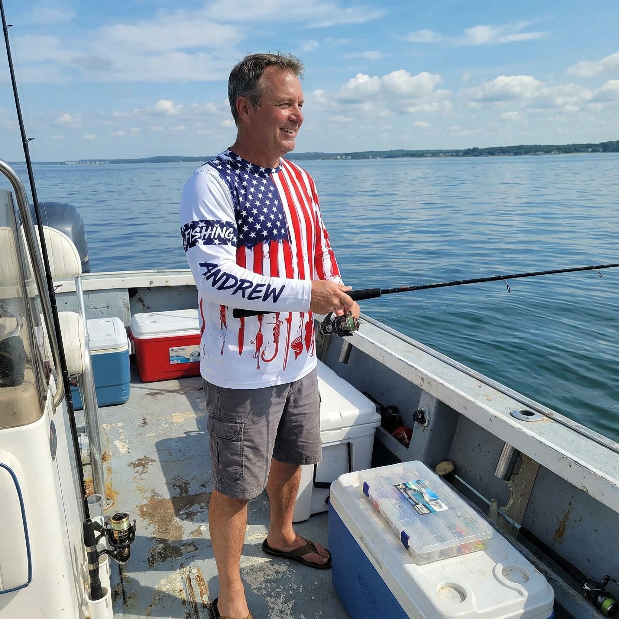 American flag UV protection fishing shirt fishing jersey for fisherman A12