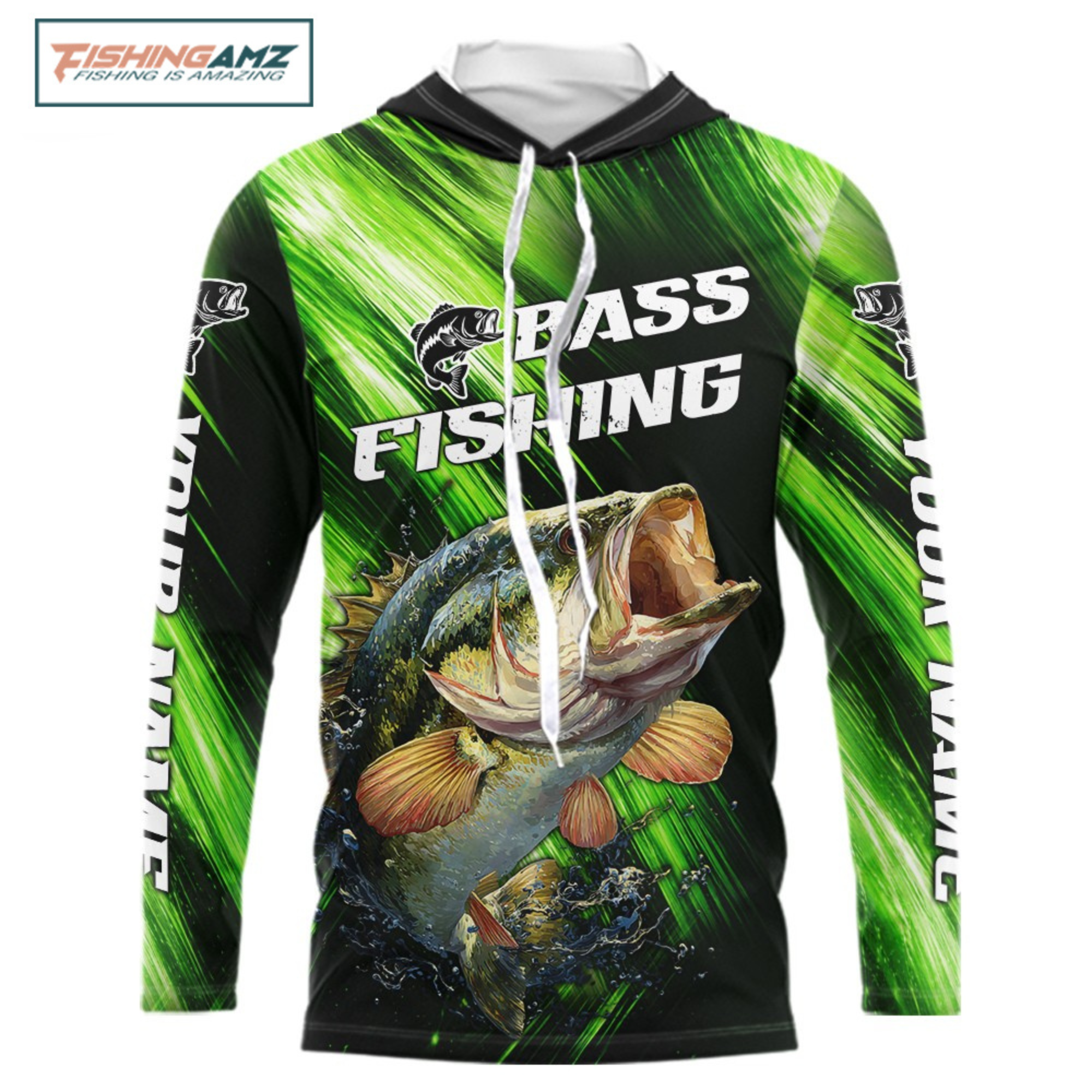 Green Camo Largemouth Bass Fishing Jersey For Men, Bass Fishing Performance Shirts Personalized Gifts NBT370