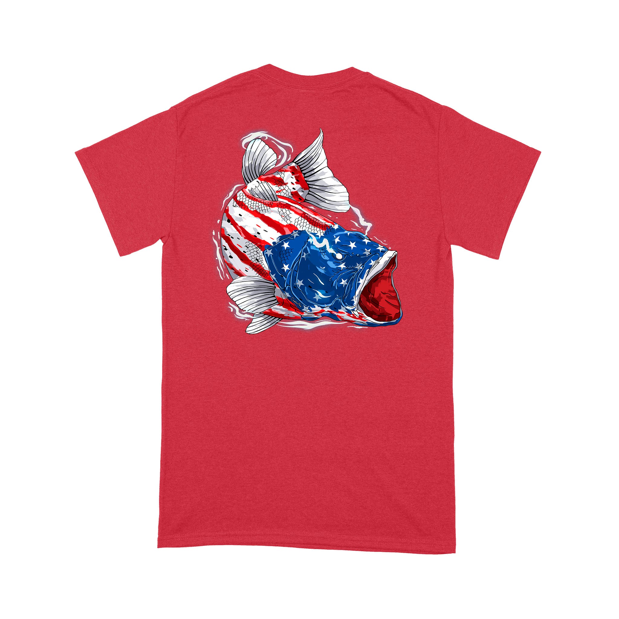 American flag angry bass fishing shirts gift for fisherman