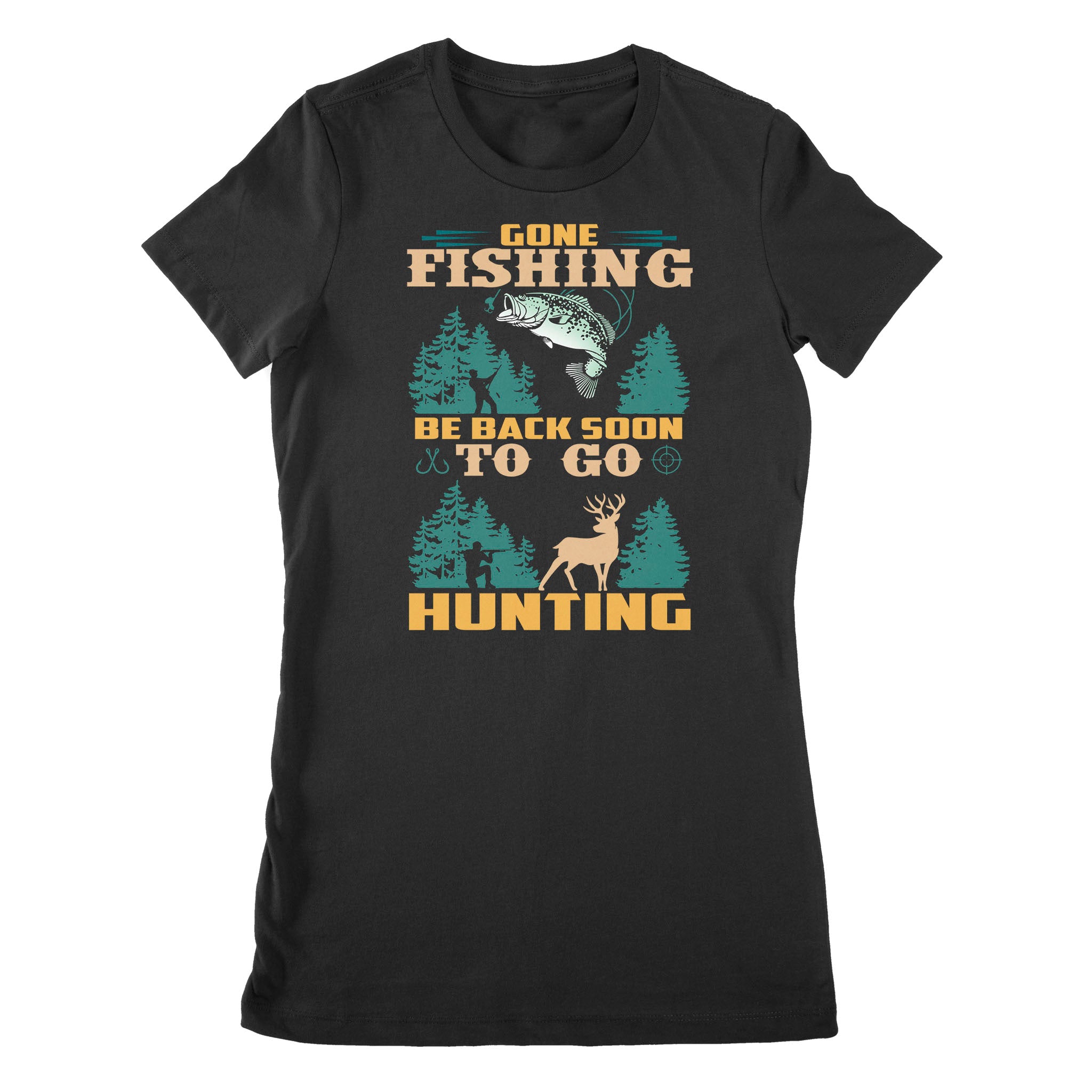 Gone fishing be back soon to go hunting, funny hunting fishing shirts –  FishingAmz