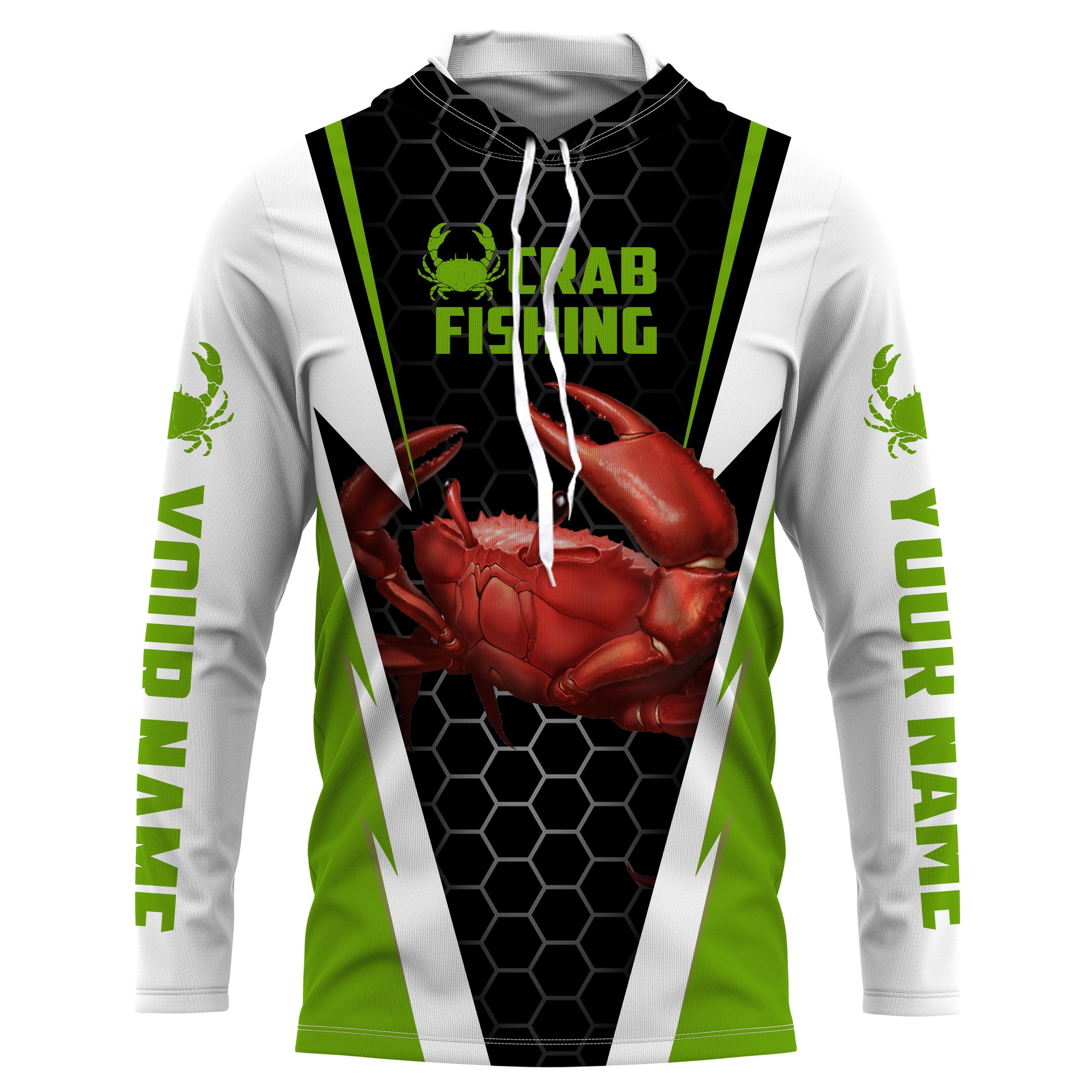 Crab Fishing Custom Long Sleeve performance Fishing Shirts, Crab Fishing jerseys | green IPHW2809