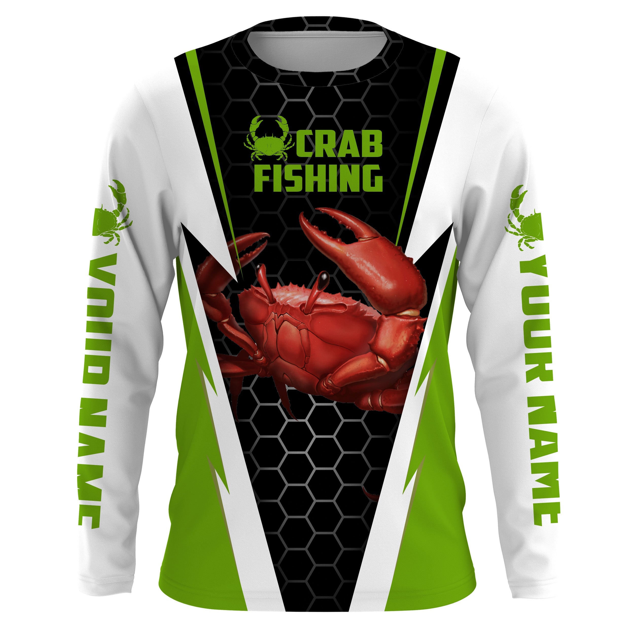 Crab Fishing Custom Long Sleeve performance Fishing Shirts, Crab Fishing jerseys | green IPHW2809