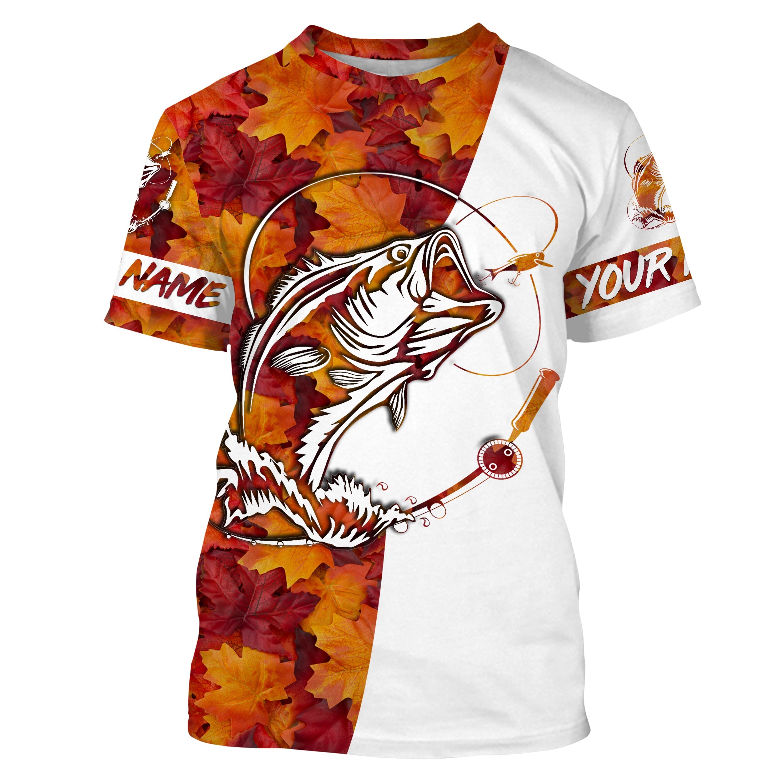Autumn Bass Fishing Custom UV performance Fishing T Shirts, personalized Bass Fishing gifts IPHW1712