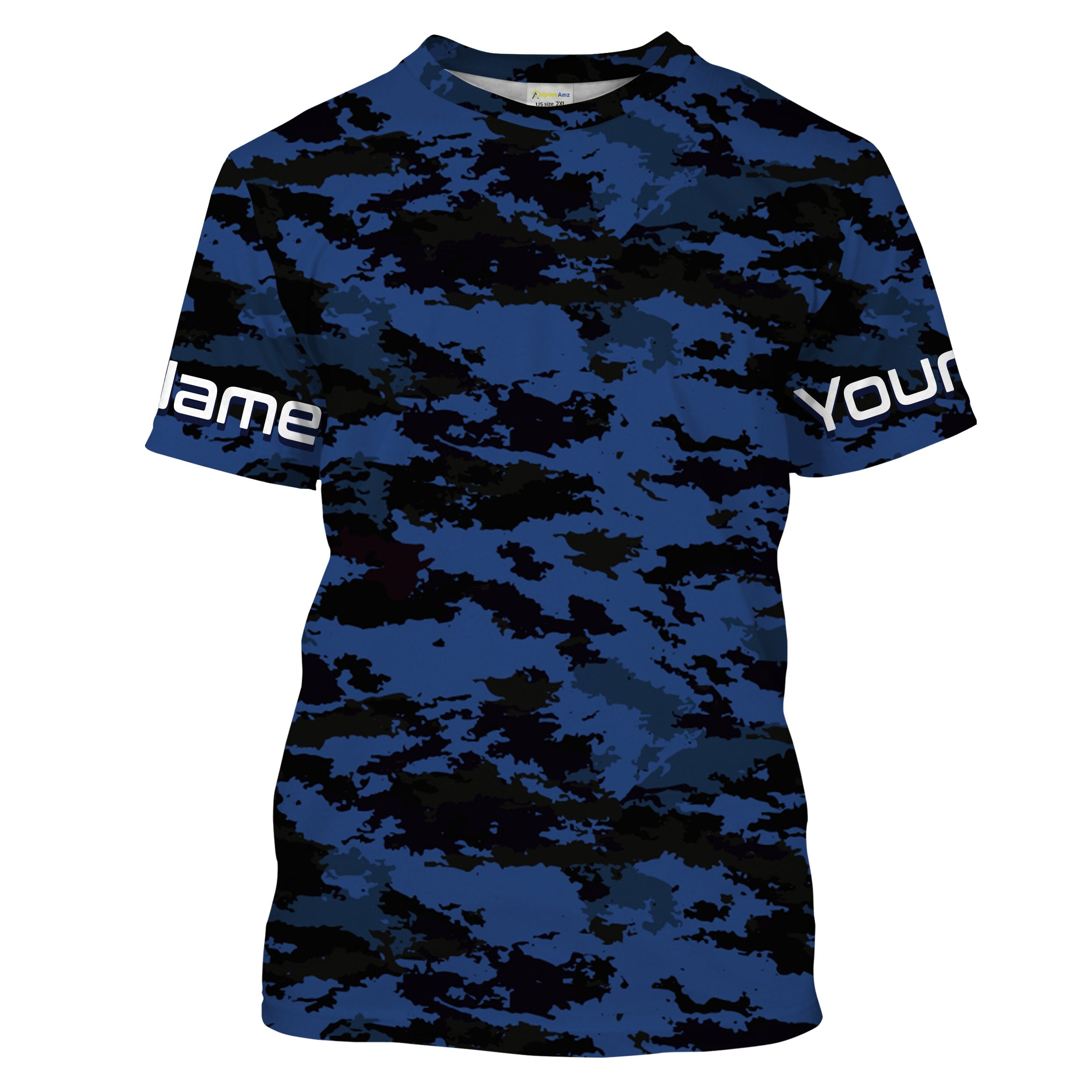 Dark blue camo Custom UV performance Fishing Shirts, camouflage