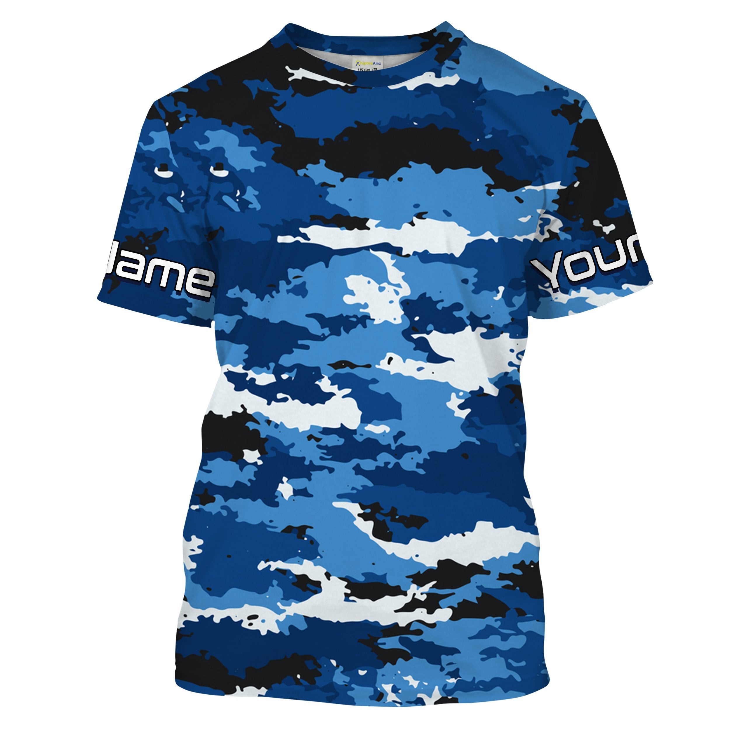 Blue camo Custom UV performance Fishing Shirts, camouflage Fishing apparel IPHW1580