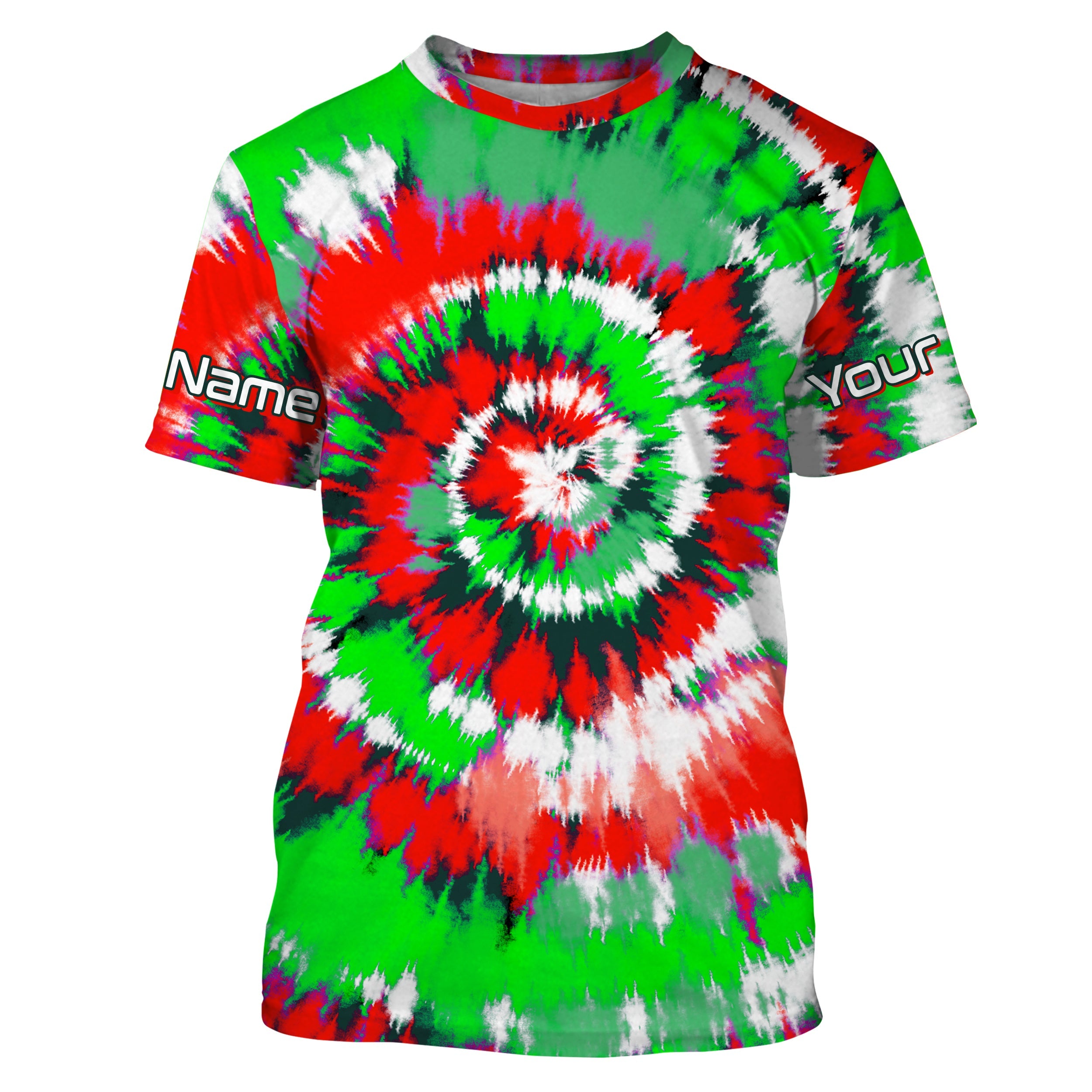 Green and red Christmas Tie dye Custom Shirts, performance Christmas Fishing gifts IPHW1719