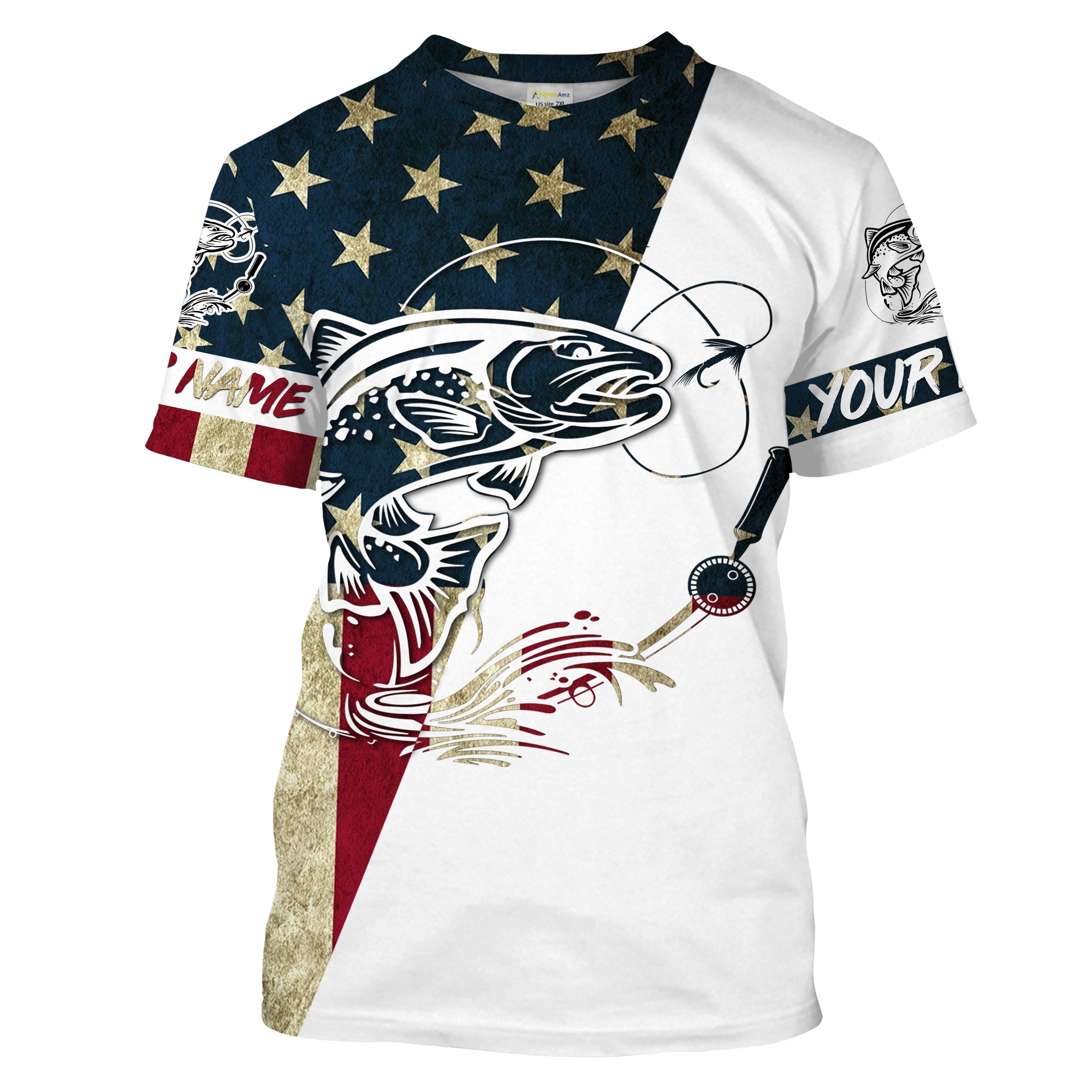 Trout Fish American Flag Custom UV Fishing T Shirts, Trout Fishing jerseys IPHW1594