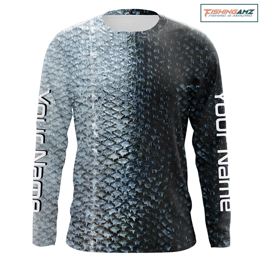 Chinook King Salmon Fishing Scales Custom Long Sleeve Fishing Shirts, Salmon Fishing Jerseys IPHW3986