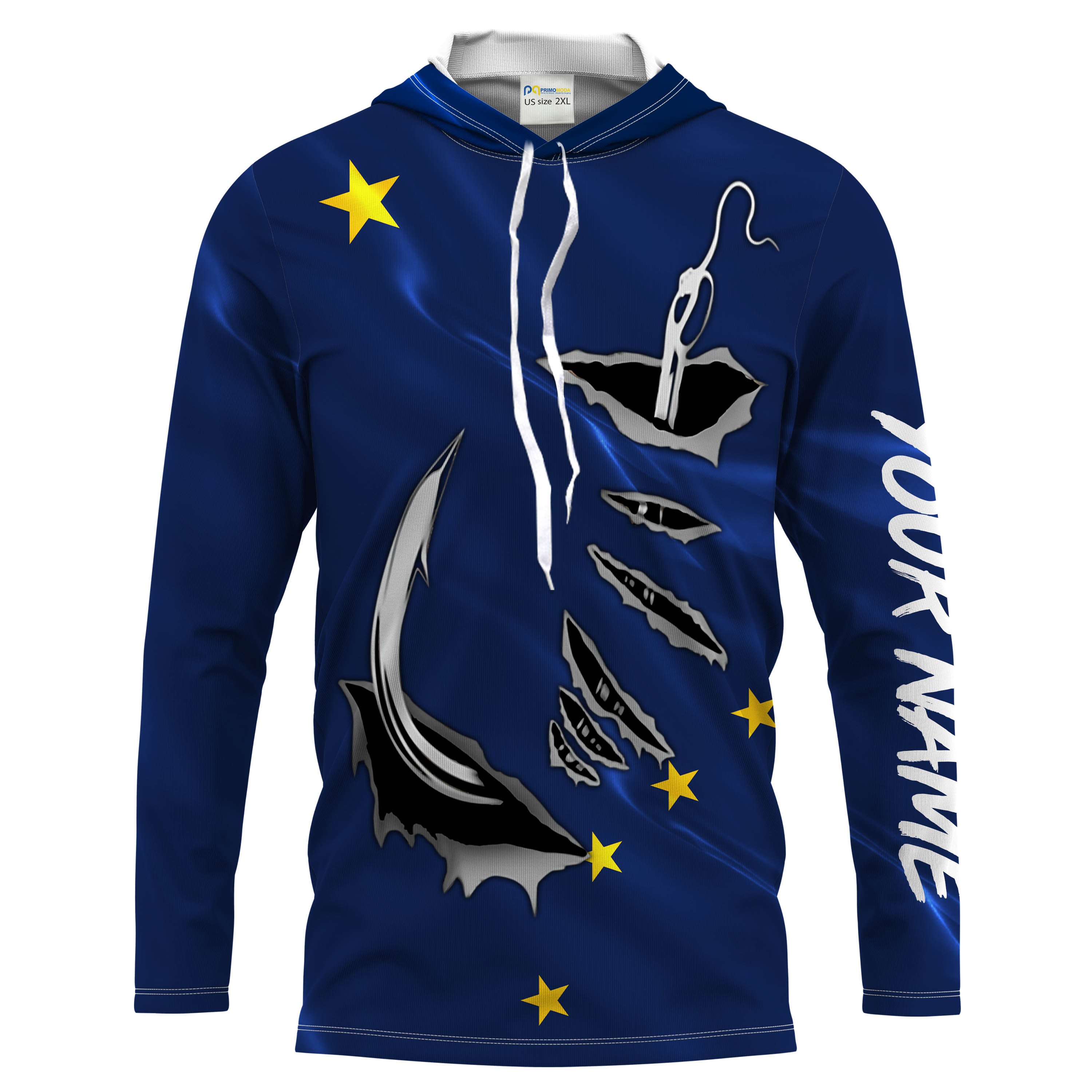 Alaska Flag Fishing 3D Fish Hook Personalized Men UV long sleeve performance fishing shirts - HPW46
