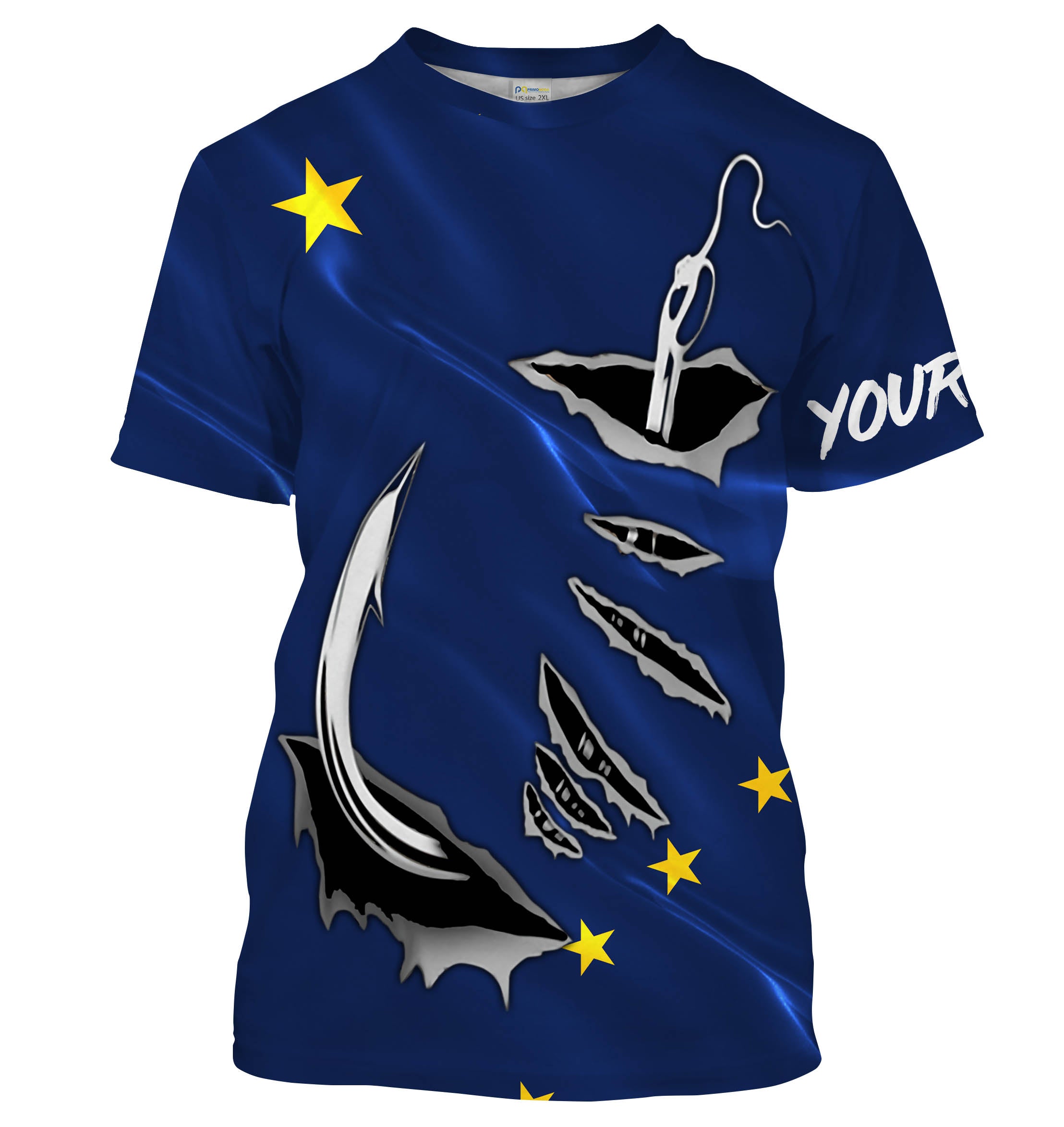 Alaska Flag Fishing 3D Fish Hook Personalized Men UV performance Fishing T Shirts - HPW46