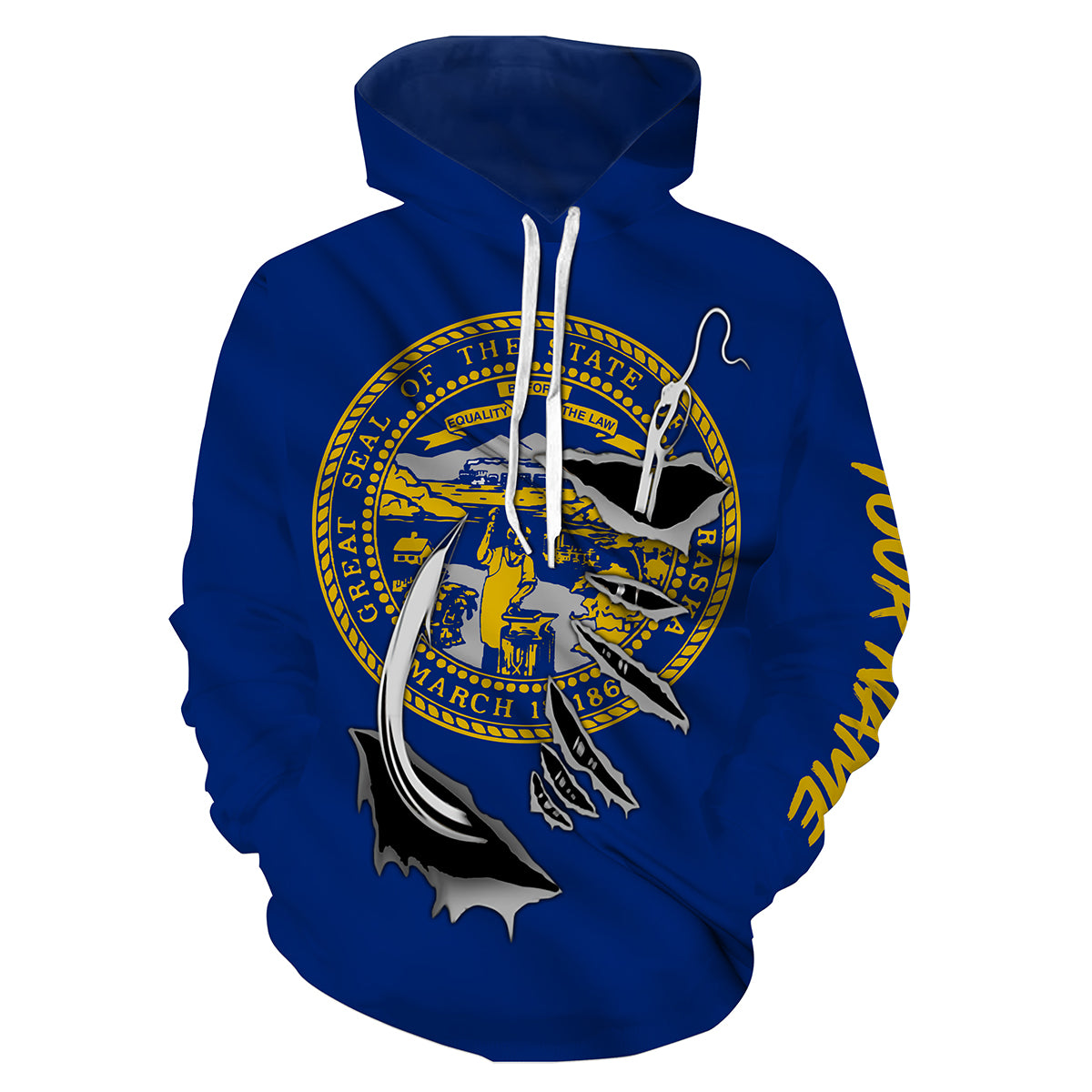 Nebraska Flag Fish Hook Custom All over print Hoodie Fishing Shirts - HPW336