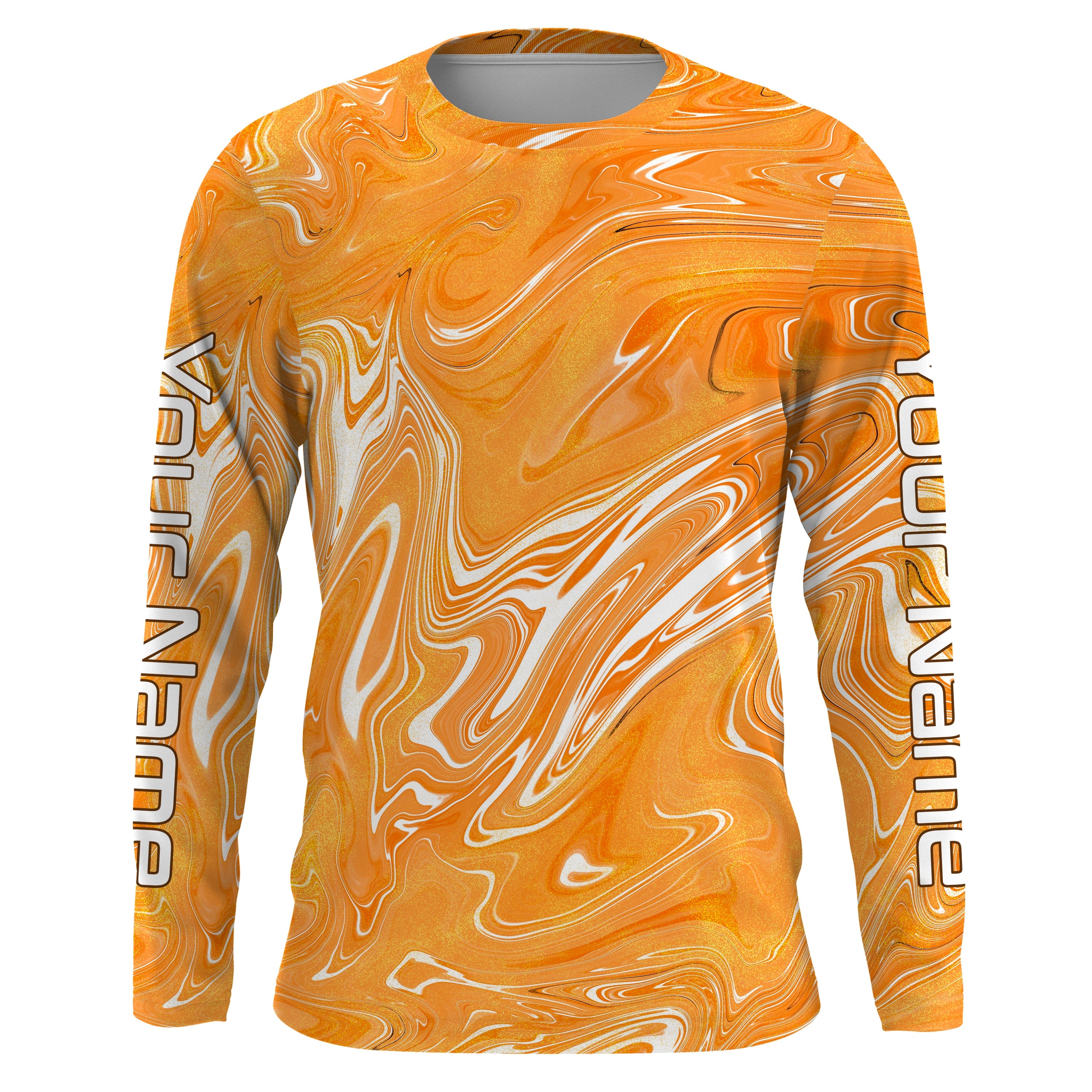 Fall Orange Sea wave camo Custom Long Sleeve performance Fishing Shirts, Autumn Fishing jerseys IPHW1793