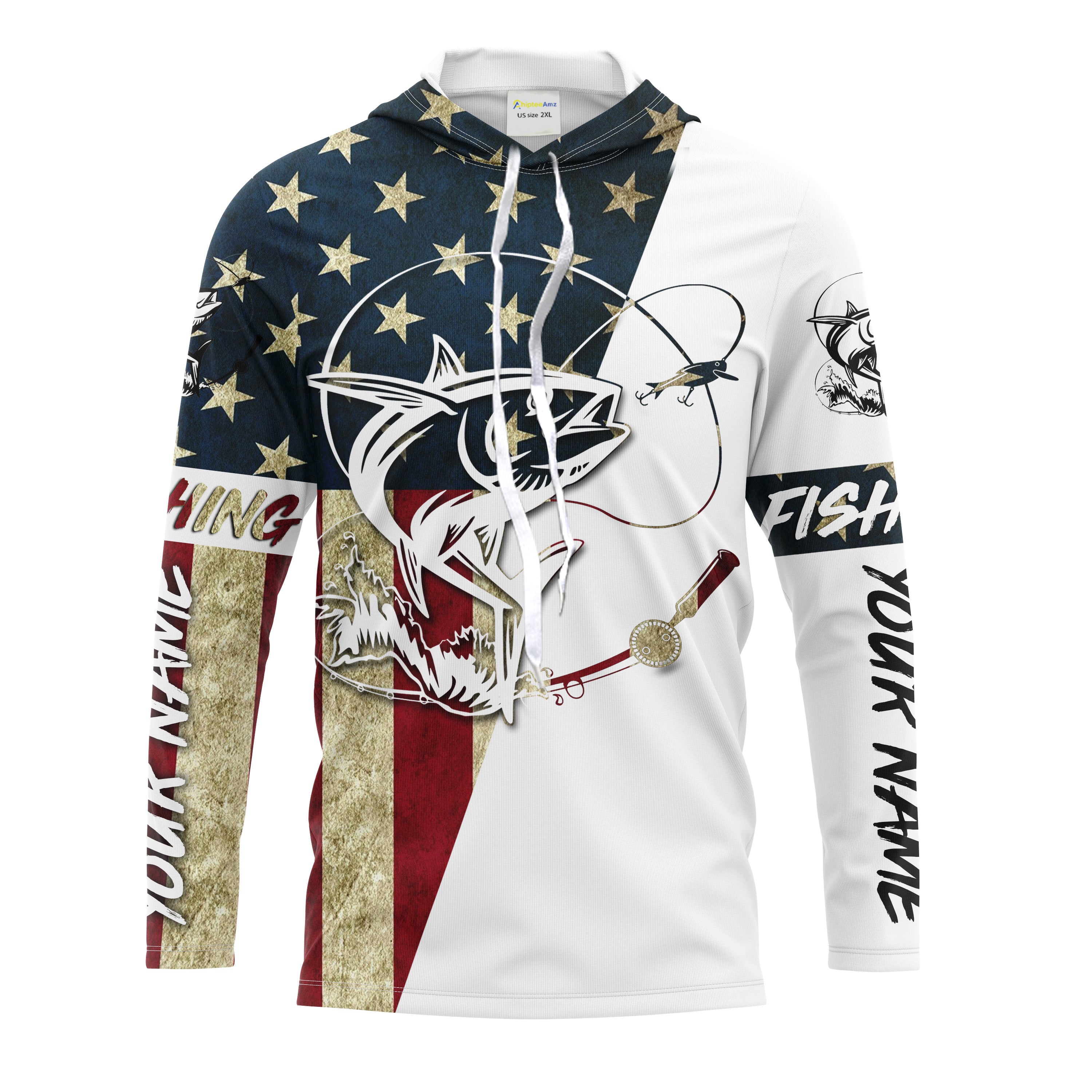 Tuna Fishing American Flag Custom UV Long Sleeve Fishing Shirts, personalized Patriotic Fishing gifts IPHW1611