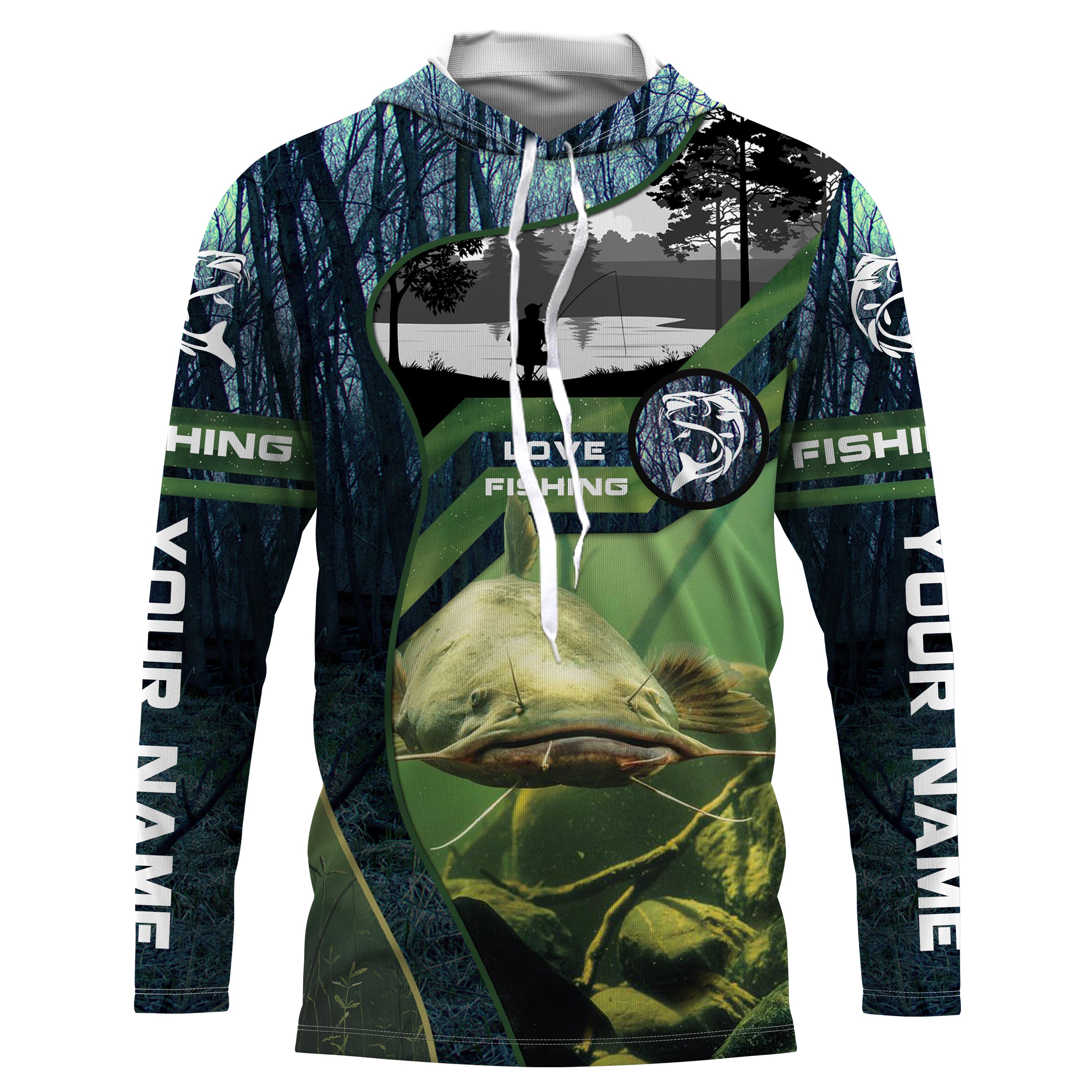 Catfish Custom Long Sleeve performance Fishing Shirts, Catfish Fishing jerseys IPHW2388