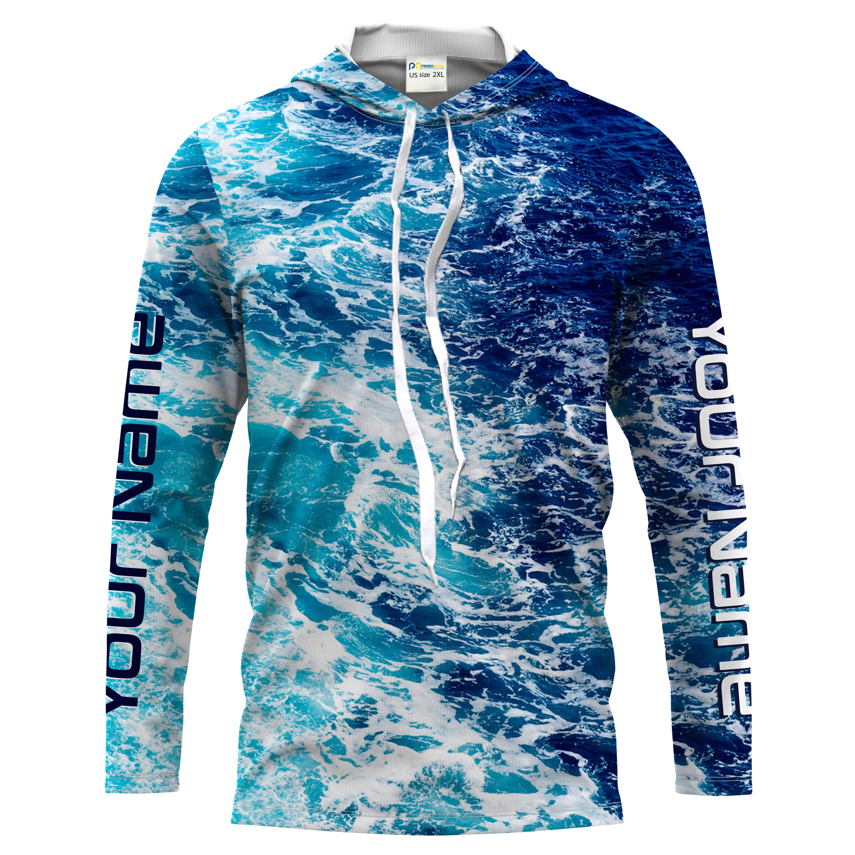 Custom Saltwater Long sleeve Fishing Shirts UV Protection, Sea wave camo Fishing Shirts - HPW179