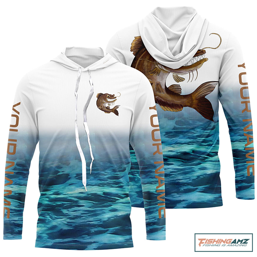 Custom Angry Catfish Tournament Long Sleeve Fishing Shirts, Catfish Performance Fishing Jerseys IPHW4794