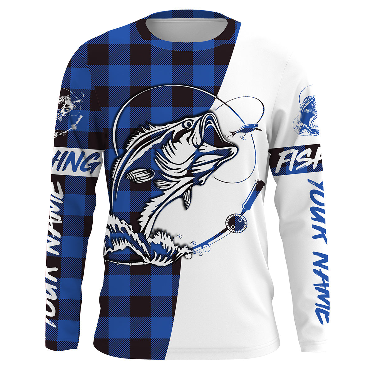 Custom Bass Fishing Blue Plaid Fishing Shirts, Fall Bass Fishing, Fishing Christmas gifts IPHW1856