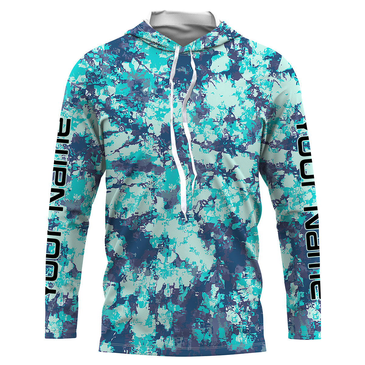 Custom Blue Tie dye camo UV Long Sleeve performance Fishing Shirts, personalized Fishing jerseys IPHW1708