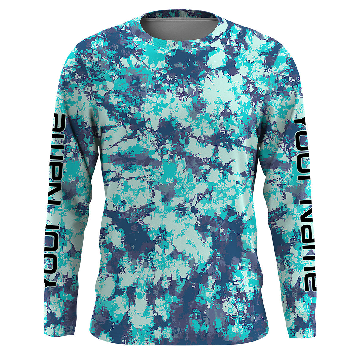Custom Blue Tie dye camo UV Long Sleeve performance Fishing Shirts, personalized Fishing jerseys IPHW1708