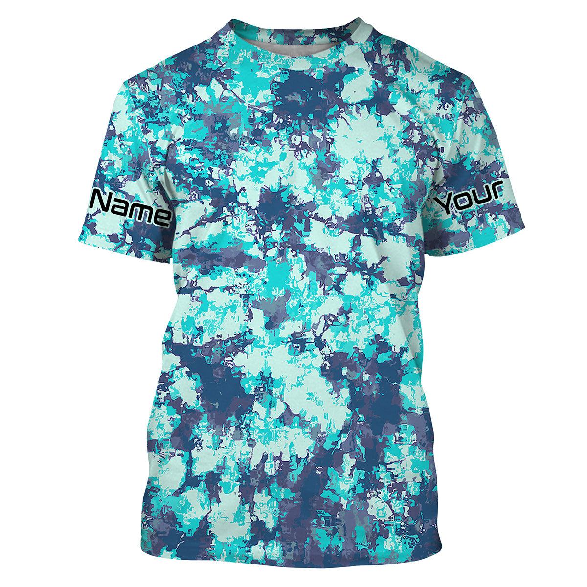 Custom Blue Tie dye camo UV performance Fishing T Shirts, personalized Fishing jerseys IPHW1708