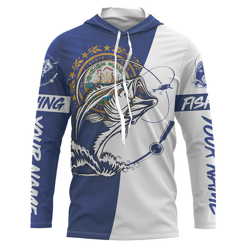 Bass Fishing Massachusetts  Flag Custom Long Sleeve Performance Fishing Shirts For Fishing Lovers IPHW3965