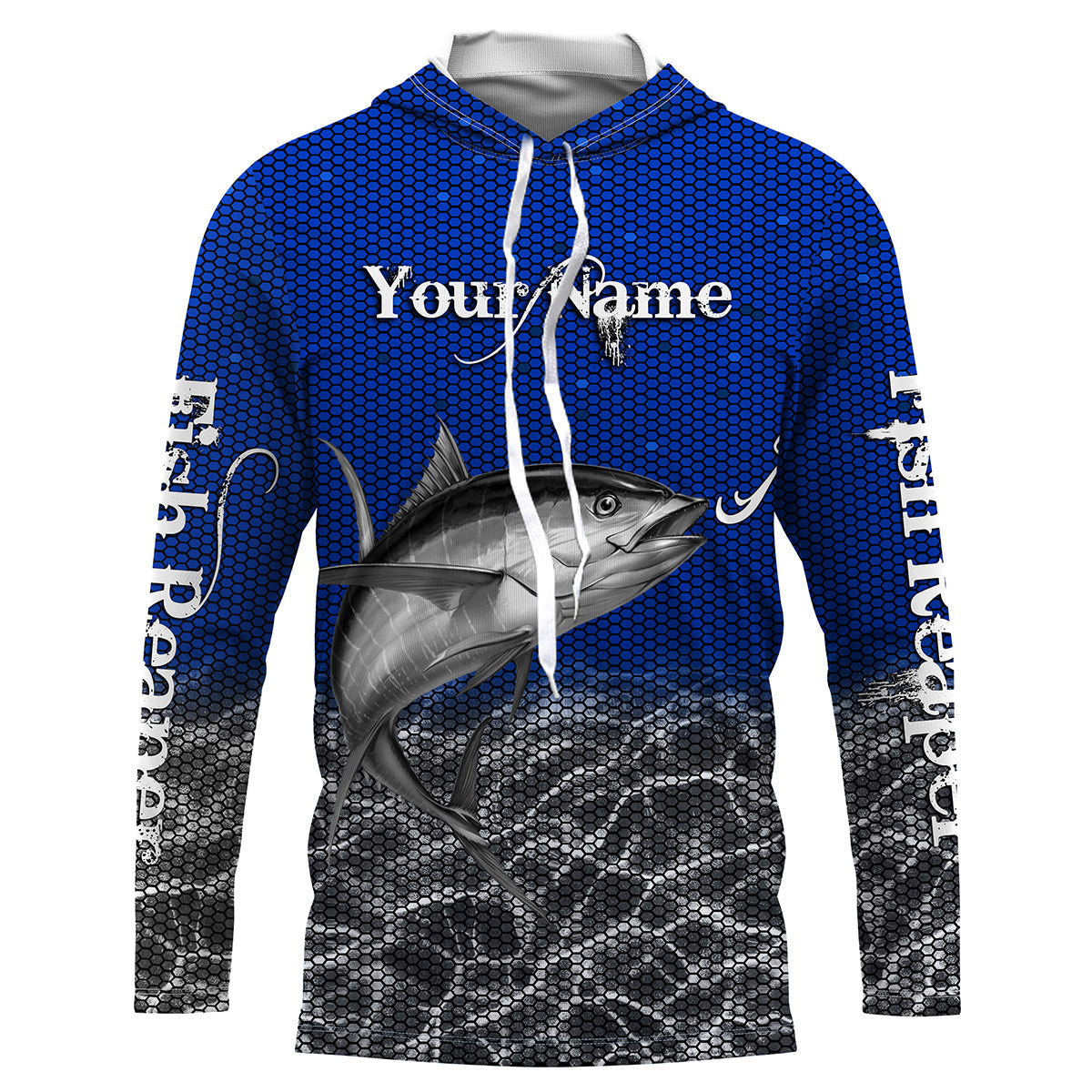 Tuna Fish reaper Custom Long Sleeve performance Fishing Shirts, Tuna Fishing jerseys | blue IPHW1954