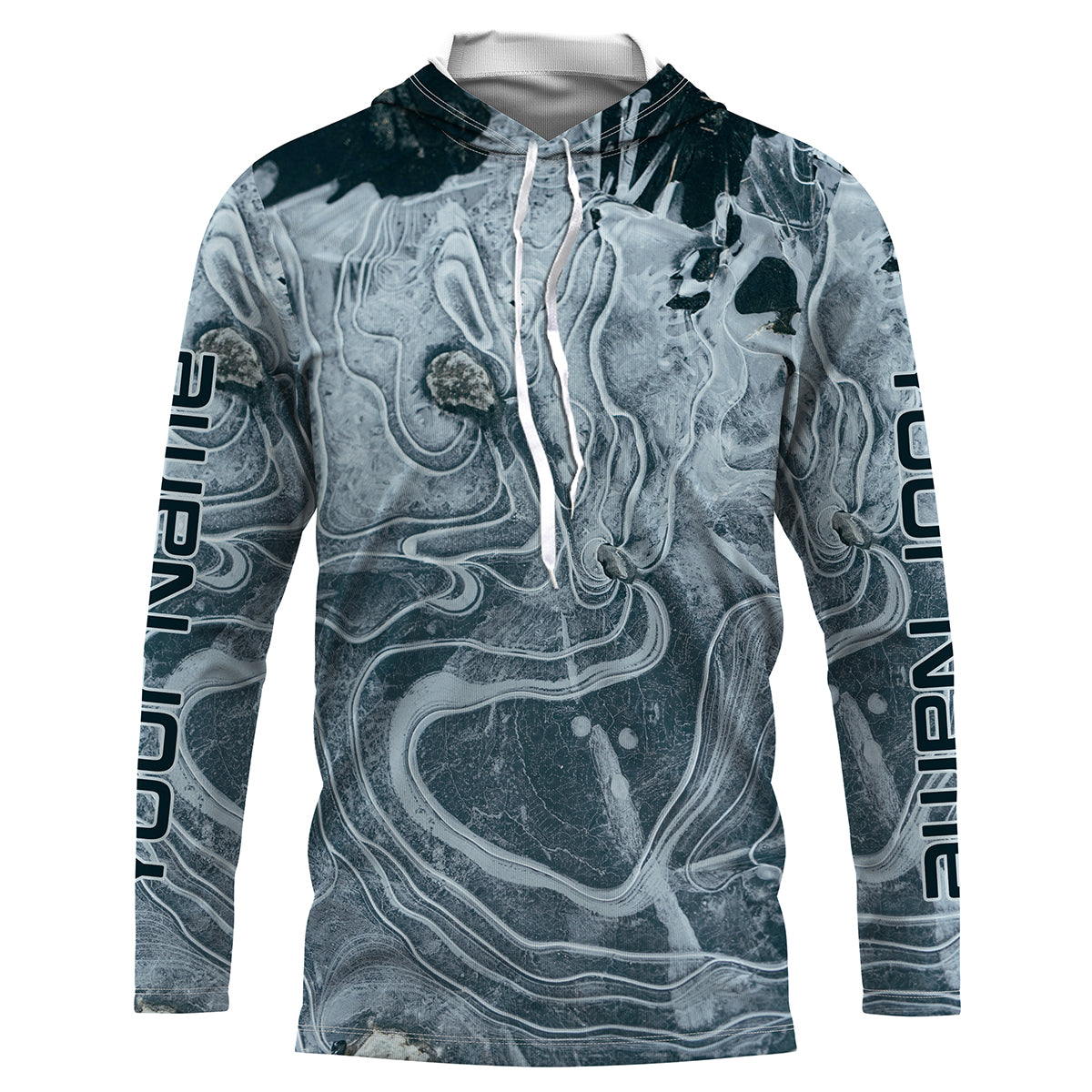 Personalized sea waves camo Long sleeve UV Protection Fishing Shirts, Custom Men Fishing apparel IPHW2312