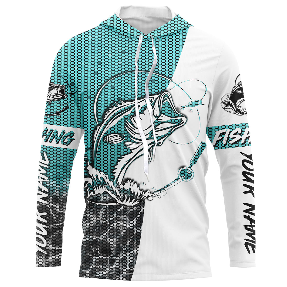 Personalized Bass Fishing jerseys, Bass Fishing Long Sleeve Fishing tournament shirts | sky blue IPHW2218