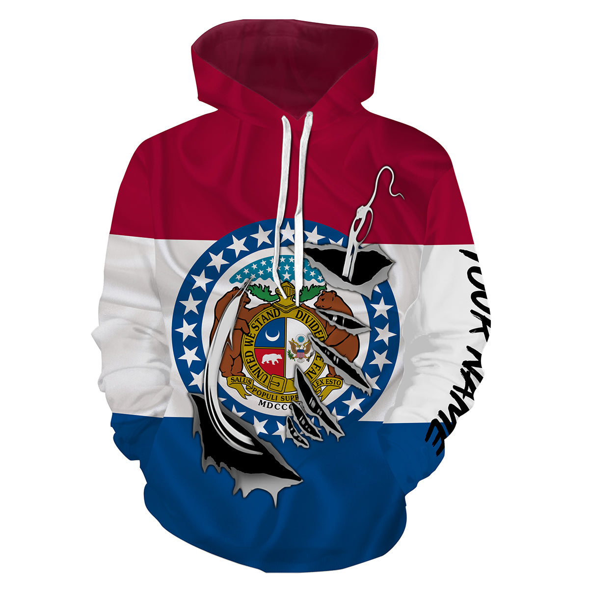 Missouri Flag Fish Hook Custom All over print Hoodie Fishing Shirts - HPW335