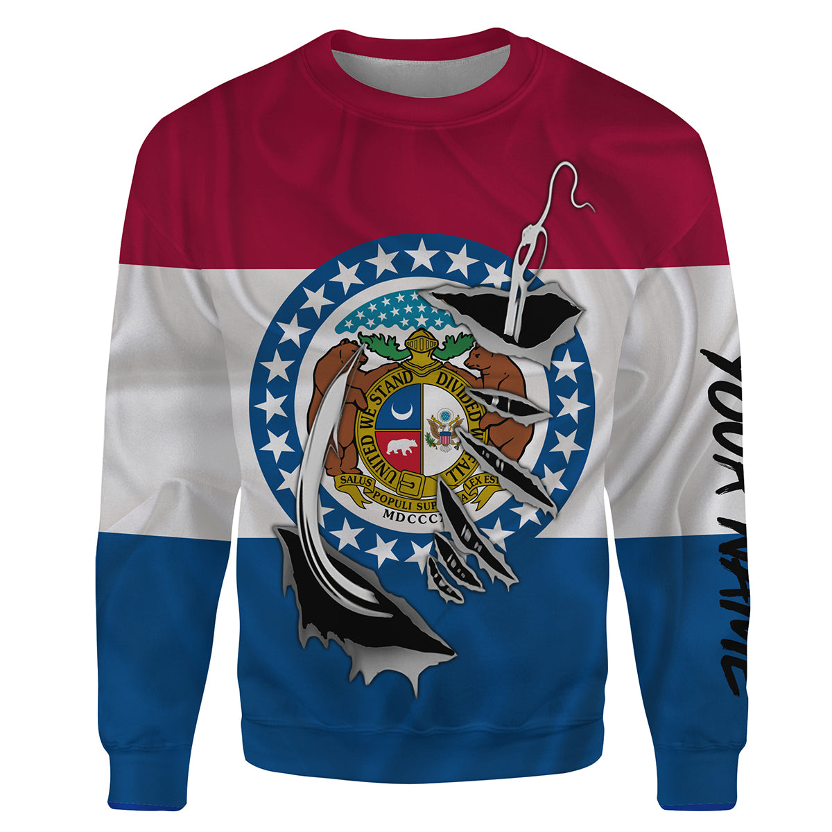 Missouri Flag Fishing Fish hook Custom All over print Sweatshirt, patriotic Fishing Shirts - HPW335
