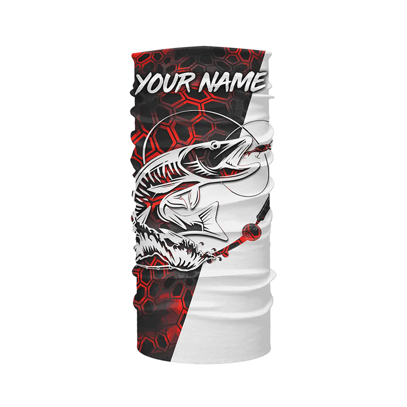 Musky Fishing Custom Long Sleeve Performance Fishing Shirts, Muskie Fishing Jerseys | Red Camo IPHW4912