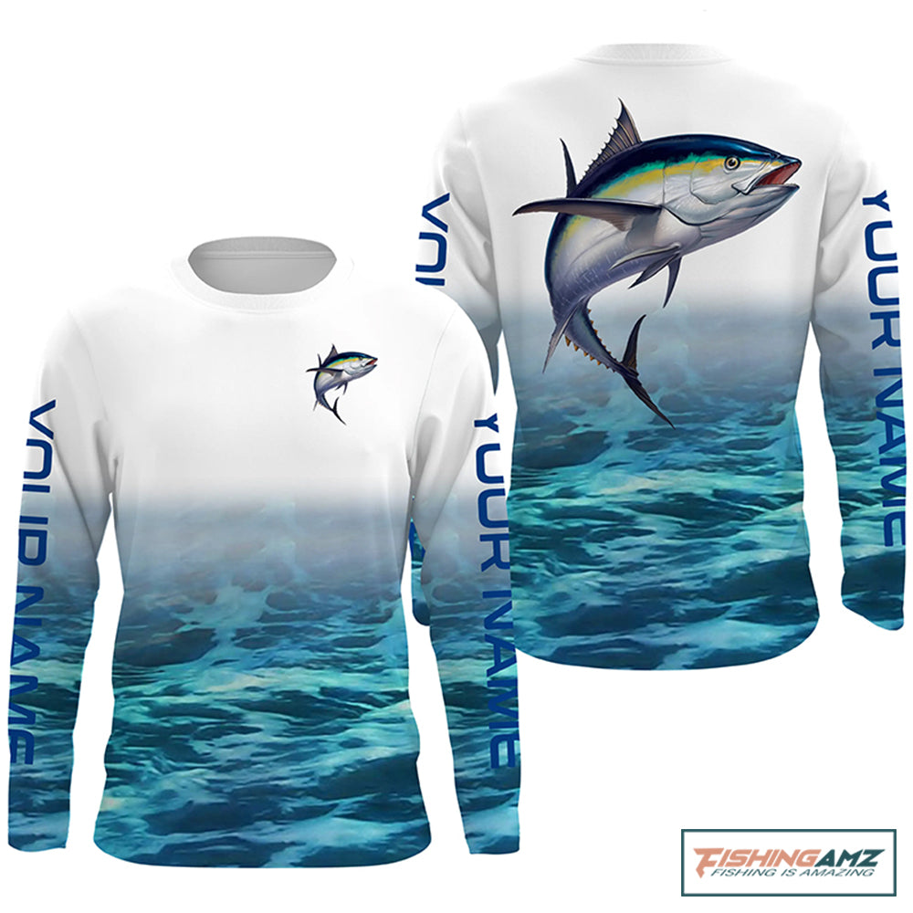 Personalized Blackfin Tuna Uv Protection Fishing Shirts, Tuna Saltwater Fishing Shirt IPHW3770