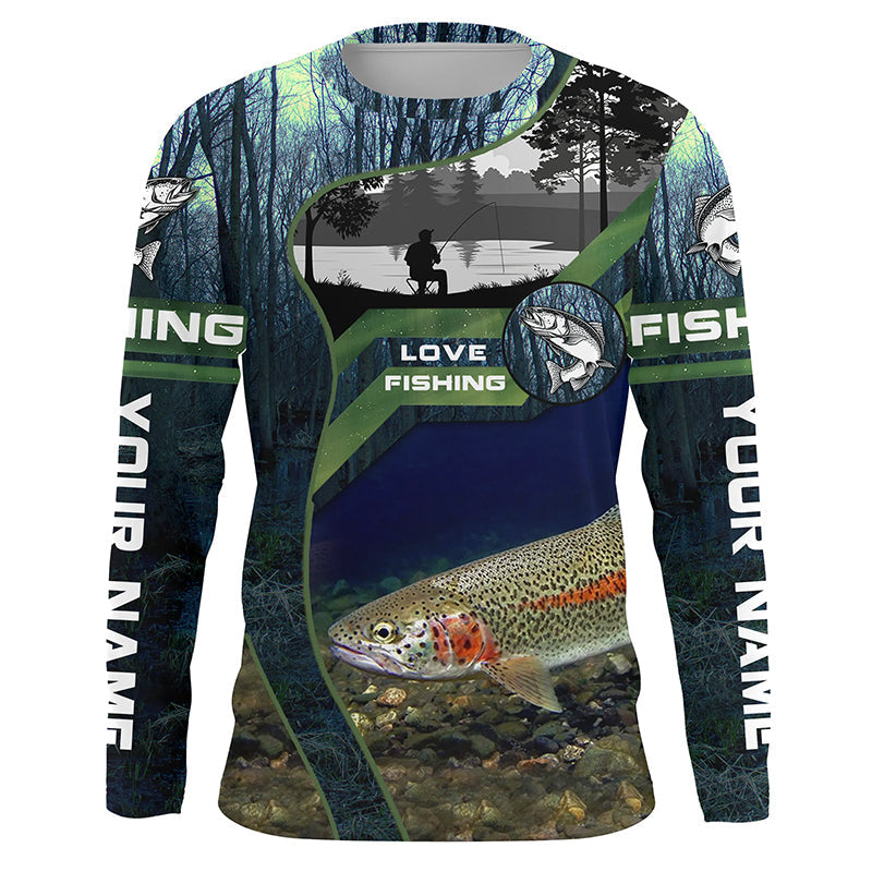 Rainbow Trout Custom Long Sleeve Performance Fishing Shirts, Steelhead