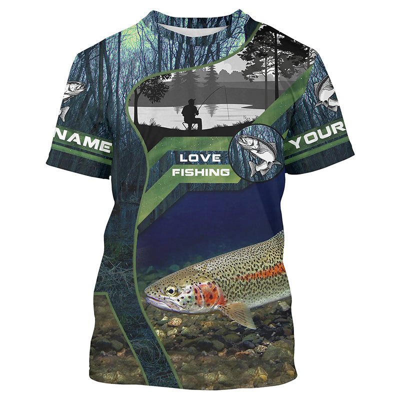 Rainbow Trout Custom Short Sleeve Performance Fishing Shirts, Steelhead Fishing Shirt For Men IPHW3940