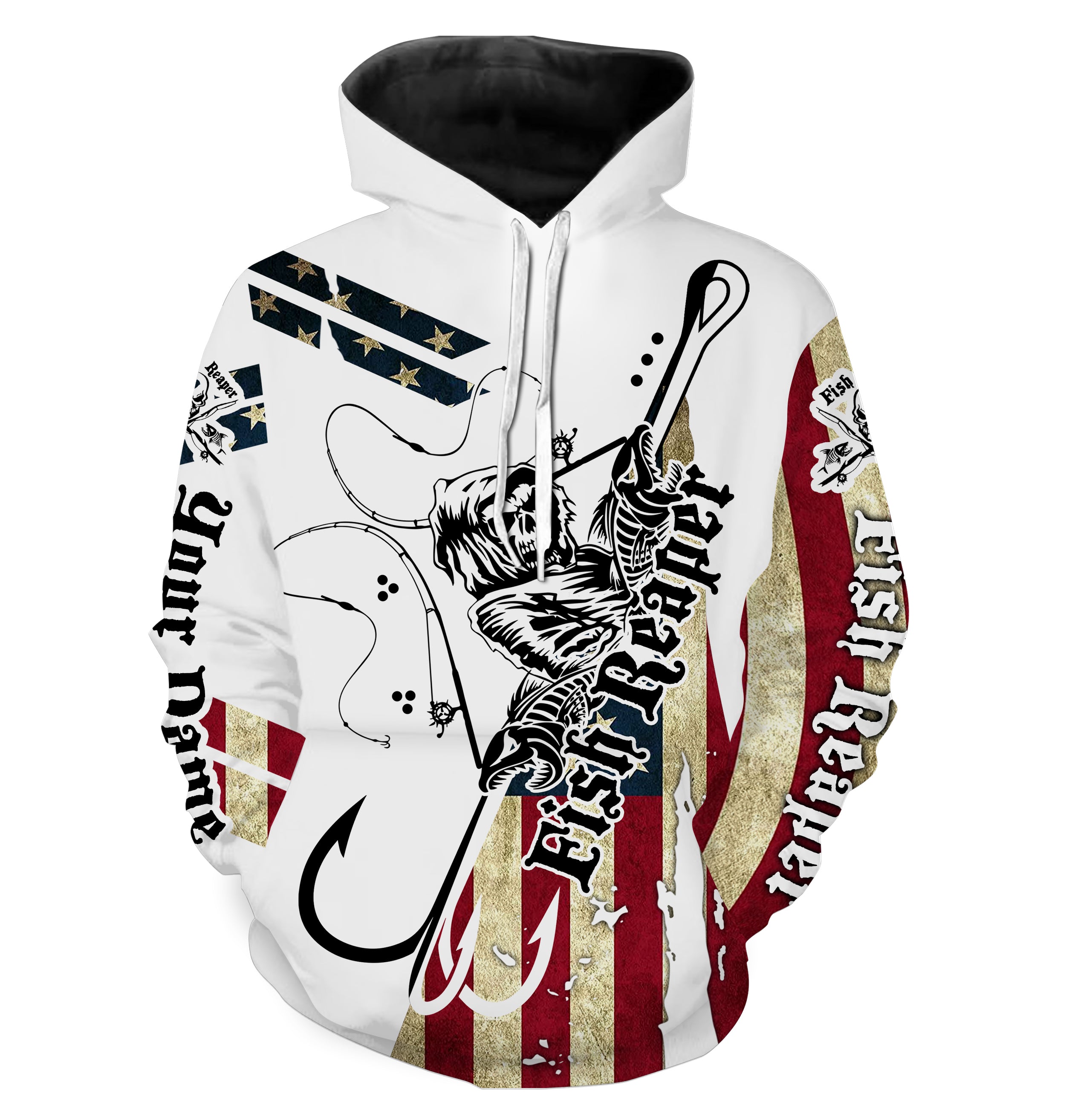 Fish reaper American Flag Custom All over print Hoodie Fishing Shirts, Patriotic Fishing gifts - HPW19